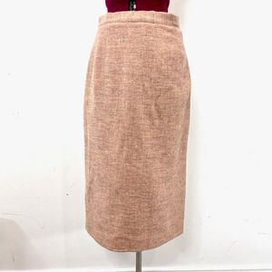 Vintage Pastel Pink Woven Wool Pencil Midi Skirt M